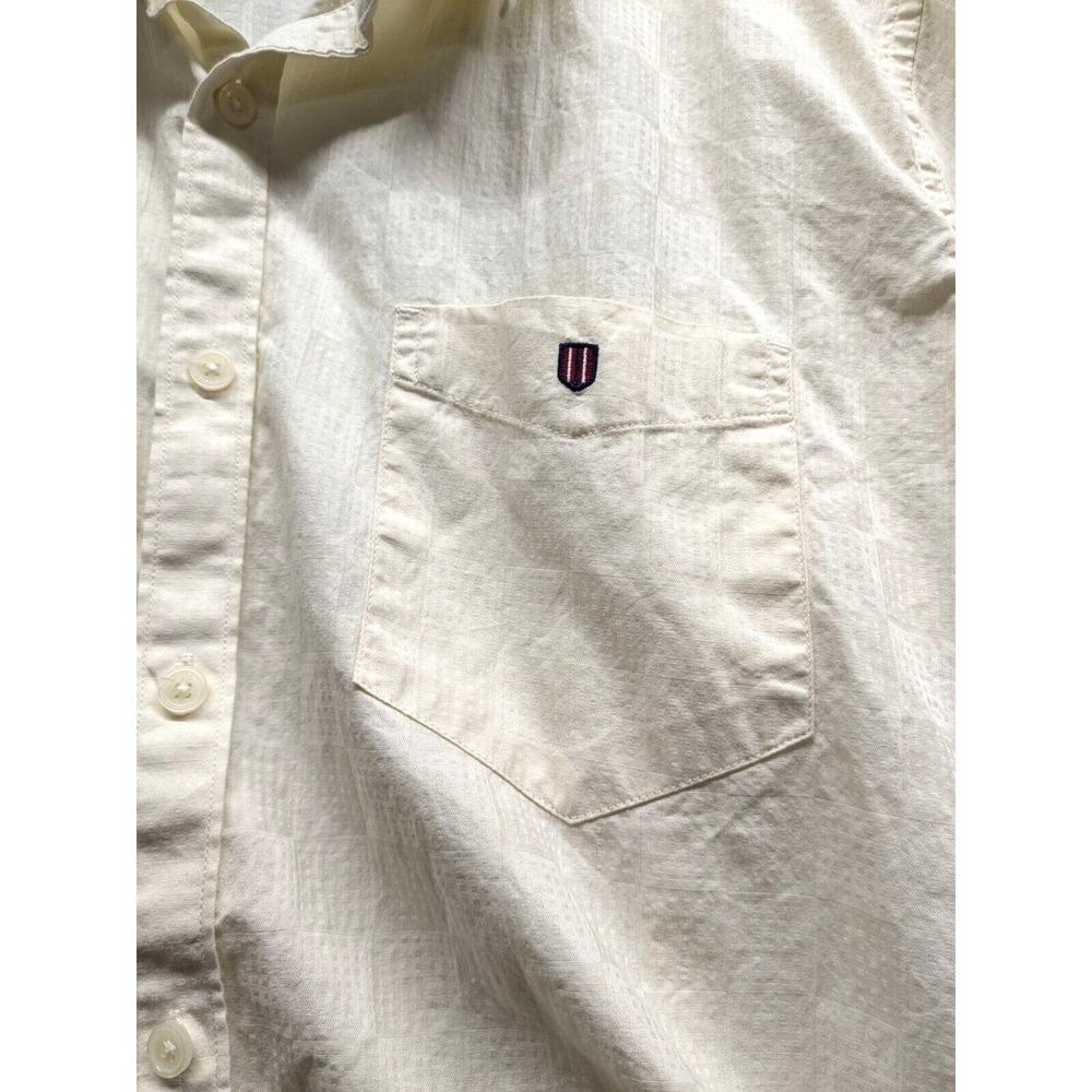 OTTO Men Sz: XL 44cm Trim Fit Short Sleeve Shirt Cream/Ivory Geometric Button Up - Picture 7 of 14